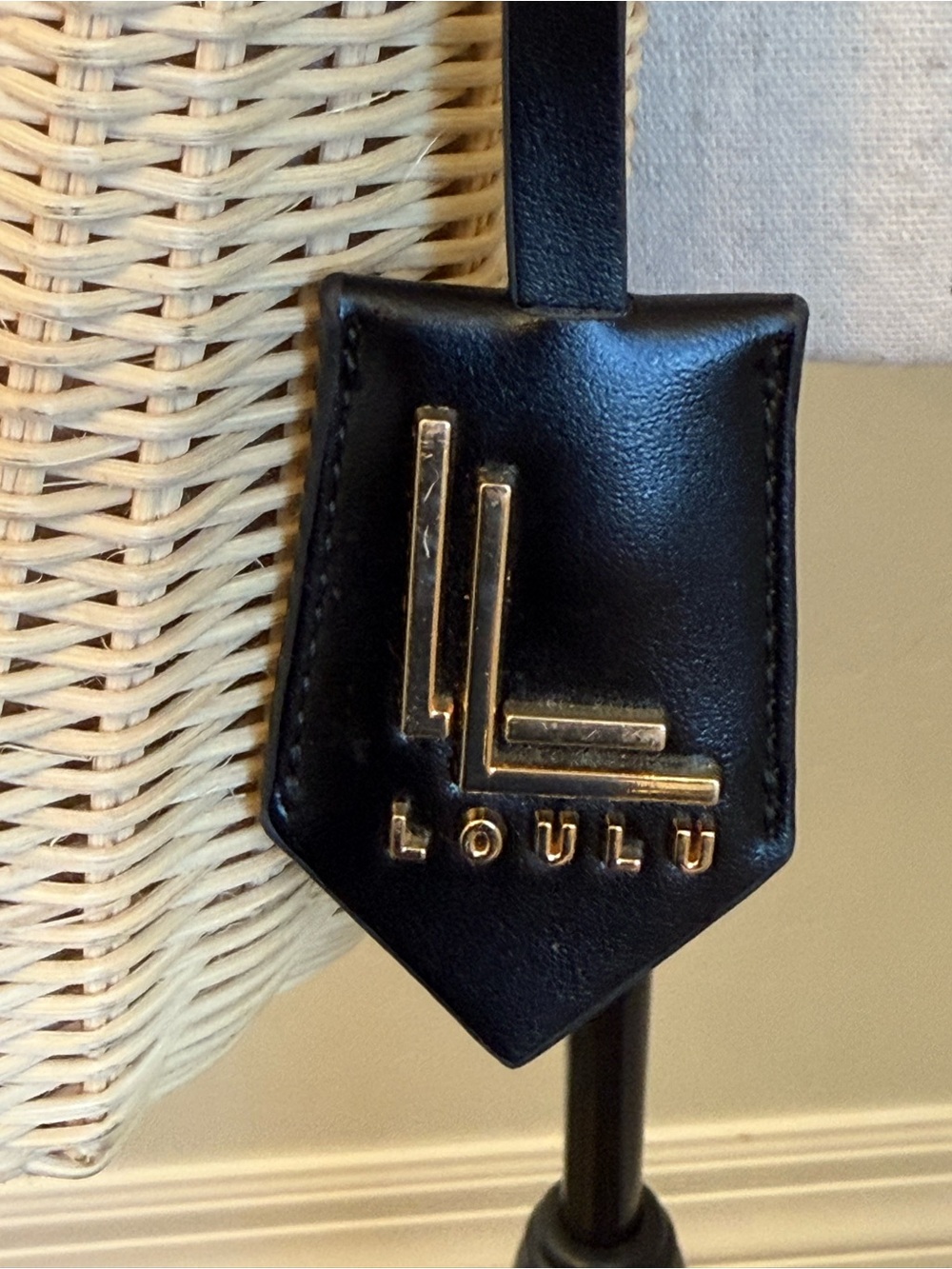 Loulu Wicker Rattan Crossbody Top Handle Bag Natural Black Coastal Grandma - Picture 3 of 8